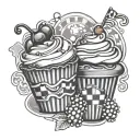 cupcake with cherry checkered popcorn bucket tattoo design idea