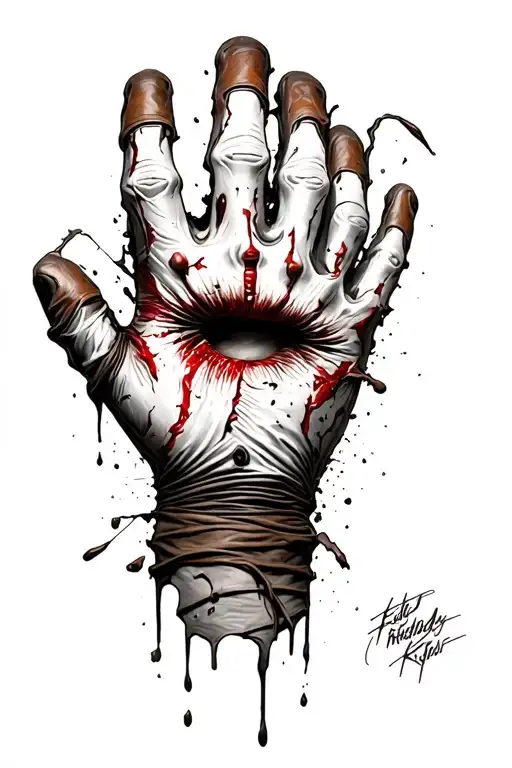 freddy Kruger glove ripping through skin tattoo design idea
