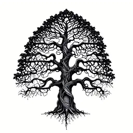 tree composed by dna-strand tattoo design idea