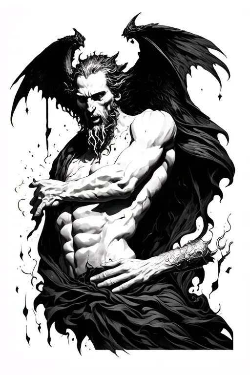 Lucifer falling & his last tear of Lucifer tattoo design idea