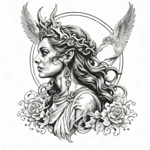 goddess hecate tattoo design idea