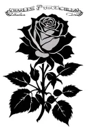 rose with the names Charles Priscilla Tori deva symbol tattoo design idea