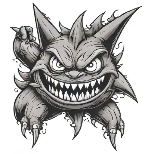 gengar money sign tattoo design idea