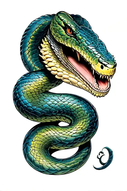 Ice King Cobra snake coming tattoo design idea