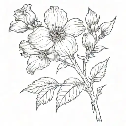 wallflower flower with stem tattoo design idea