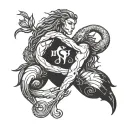 scorpio zodiac hugging libra and gemini zodiacs mixed together tattoo design idea