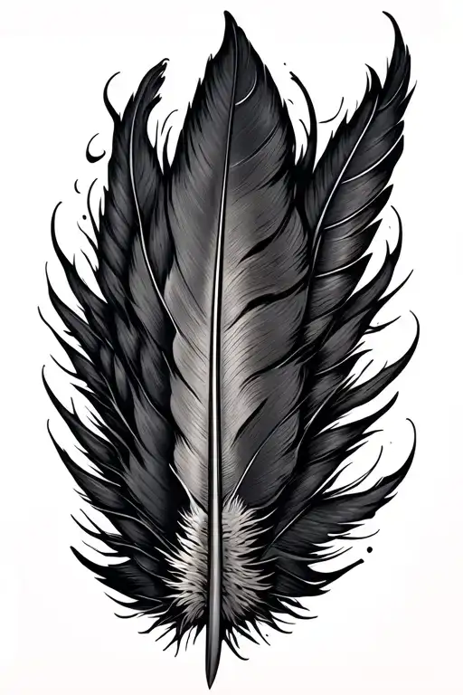 oil field feathers tattoo design idea