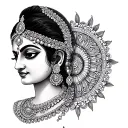 Create surya chandra bhatathanatyam  jewelry tattoo design idea