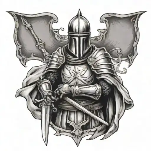 templar knight holding a sword tattoo design idea