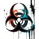 biohazard symbol merging tattoo design idea