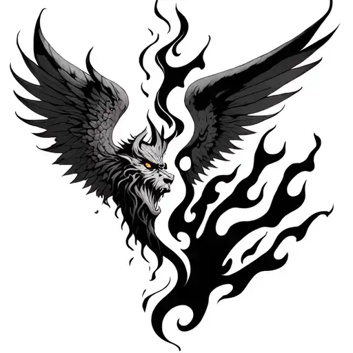 half Angel half demon flames  tattoo design idea