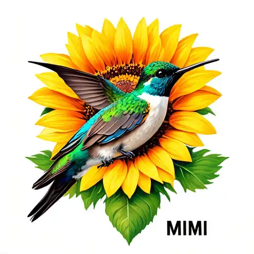 "Mimi" humming birds on sunflower tattoo design idea