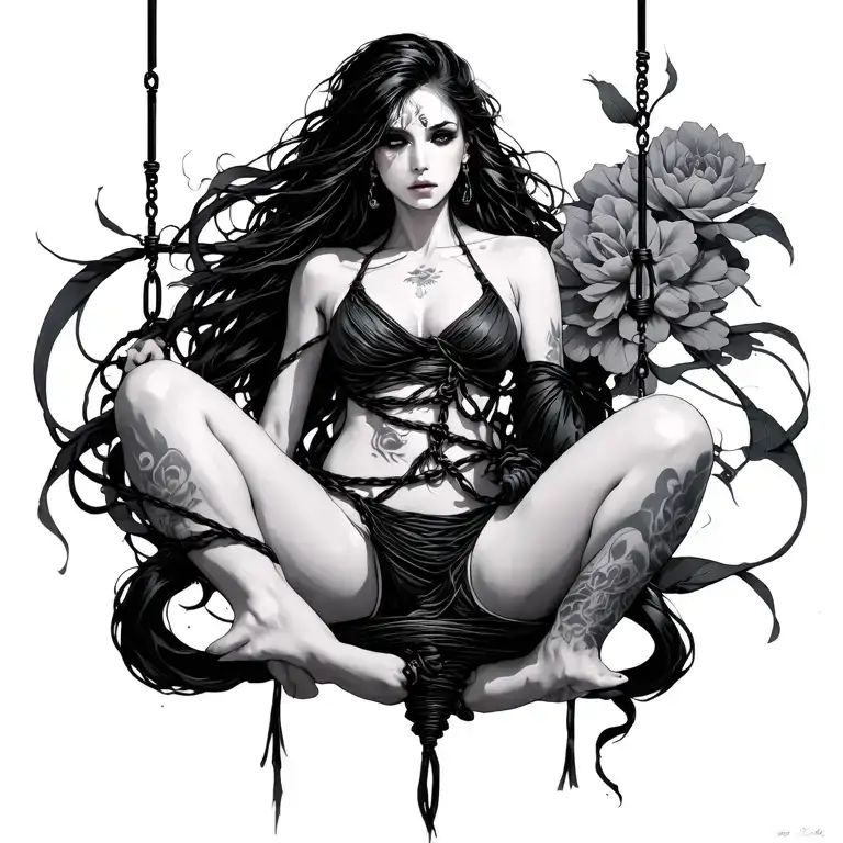 shibari female suspension tattoo design idea