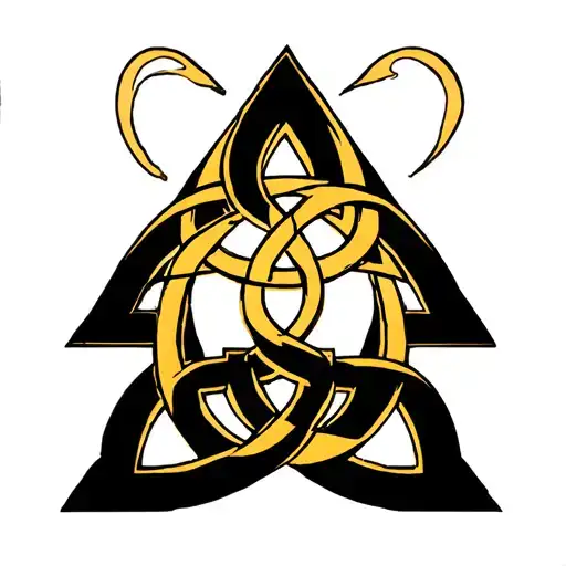 triforce from legend of zelda with a celtic knot intertwined tattoo design idea