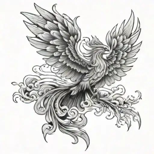 Japanese Phoenix rising from ashes tattoo design idea