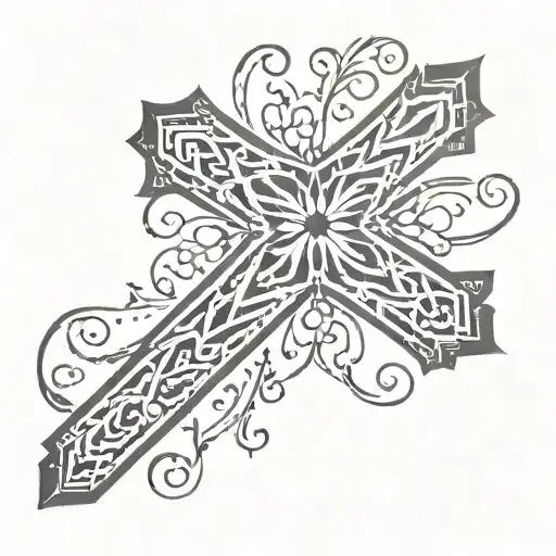 dainty girly cross tattoo design idea