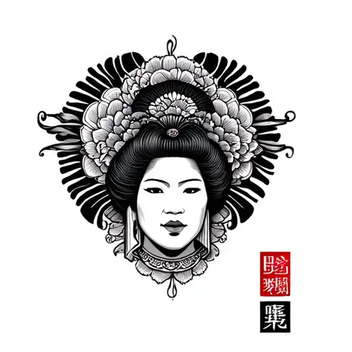 Throat Mandela geisha tattoo design idea