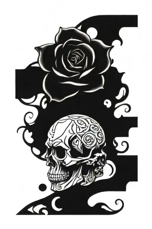 roses and skulls facing away tattoo design idea