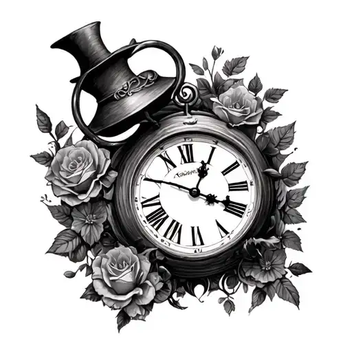 Alice In Wonderland Clock tattoo design idea