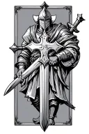 Cross of St John and Templar knight holding a sword tattoo design idea