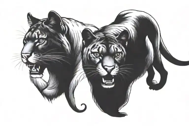 a panther and a puma tattoo design idea