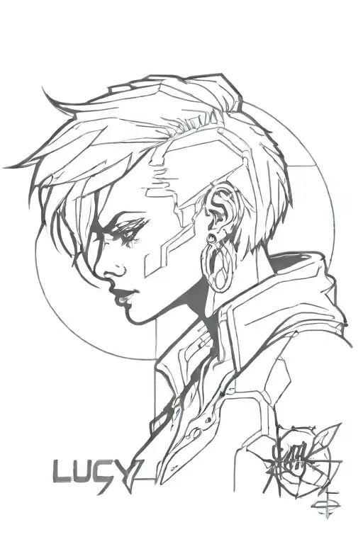 Lucy Cyberpunk 2077 tattoo design idea