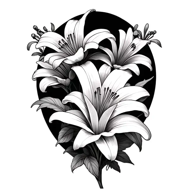 Christian with Lily and Daisy flowers intertwined tattoo design idea