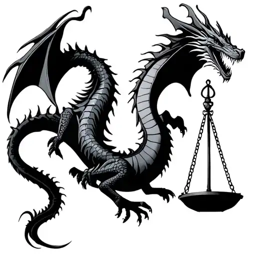 dragons balance scale tattoo design idea