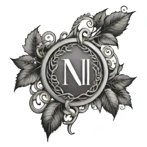 13 roman numerals surrounded by vines tattoo design idea