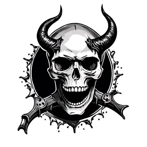 skull with devils cross tattoo design idea
