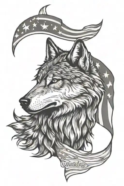 wolf American flag waving diabetes type 1 tattoo design idea