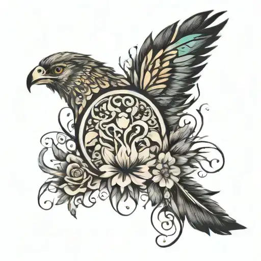 spiritual awakening feathers tattoo design idea