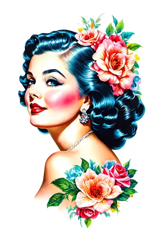 bbw girl classic pinup tattoo design idea
