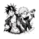 luffy, zoro y sanji one piece tattoo design idea