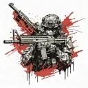 hospital corpsman battle field scene holding an M4 rifle tattoo design idea