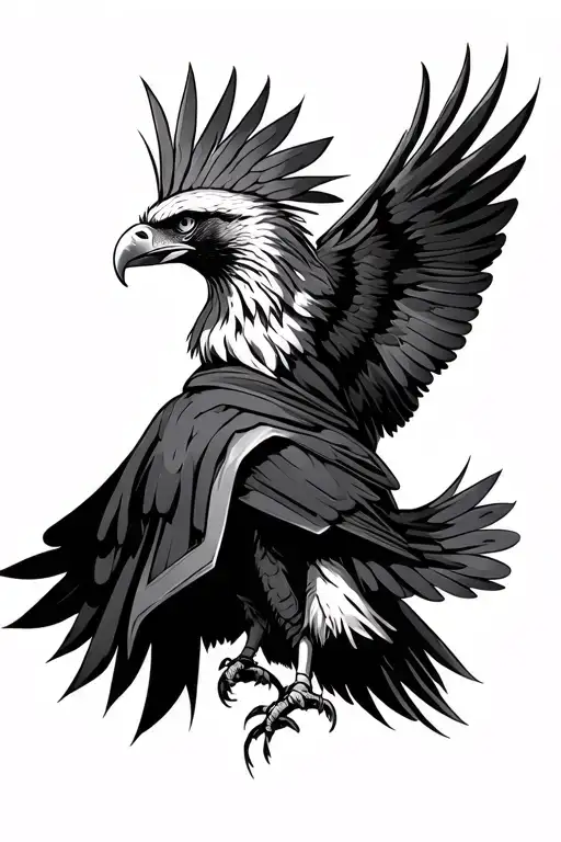 Eagle wearing cloak tattoo design idea