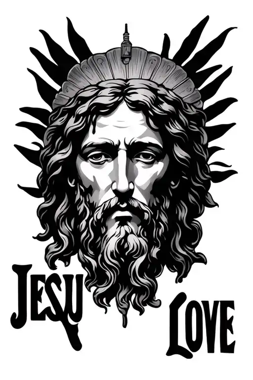 jesus love written tattoo design idea