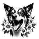 dog with flowers coming out of its mouth open tattoo design idea