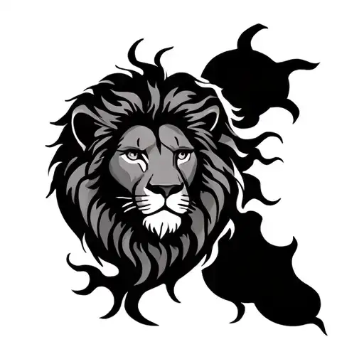 lion and sun tattoo design idea