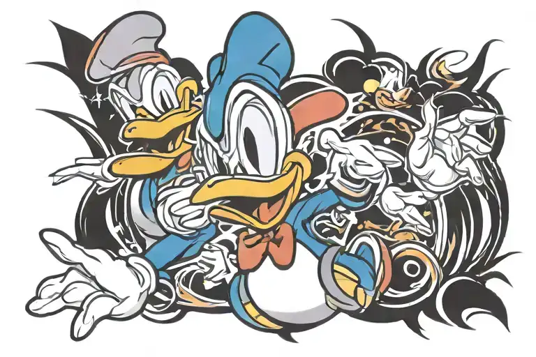 angry Donald duck tattoo design idea