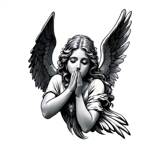 angel blowing a kiss with her palm up tattoo design idea