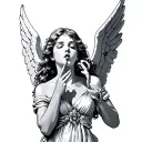 angel blowing a kiss with her palm up tattoo design idea