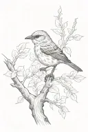 a mocking bird in a tree tattoo design idea