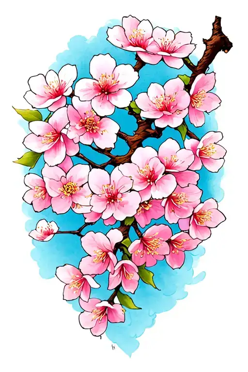 cherry blossom branch tattoo design idea