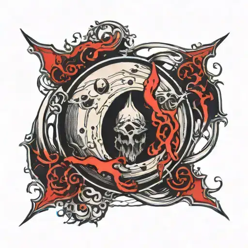 moon-with-liquid-blood-flows-down-half cyber sigilism too many many many many curves lines, detailed horror, blood tattoo design idea