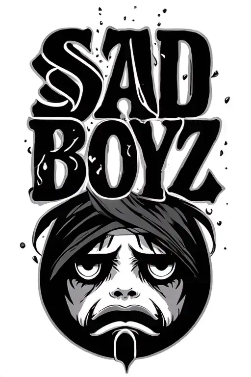 SadBoyz lettering tatto design with a teatdrop at the last letter with a sad face  tattoo design idea