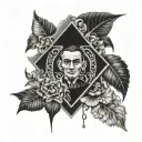 A single design that combines Dostoievsky, Camus and Kafka literatures tattoo design idea