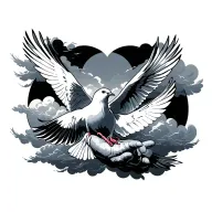 2 doves flying clouds and praying hand tattoo design idea
