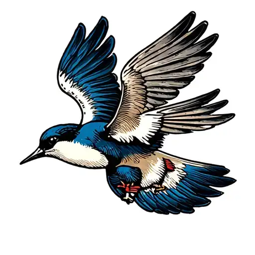 Navy swallow flying tattoo design idea