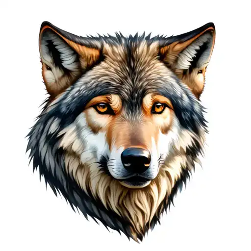 Wolf with three family tattoo design idea